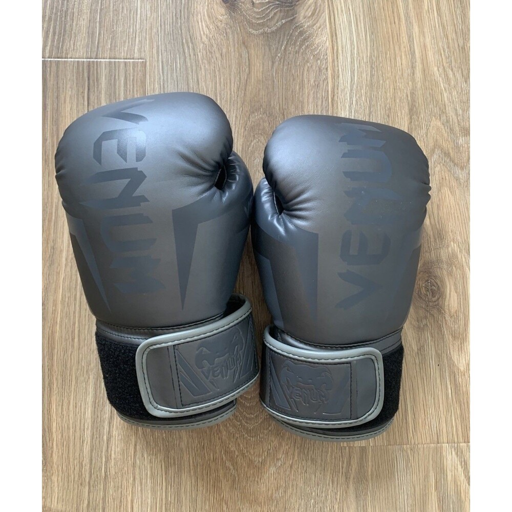 Venum Elite Boxing Gloves 16 oz Black On Black Hook & Loop Triple Density Foam